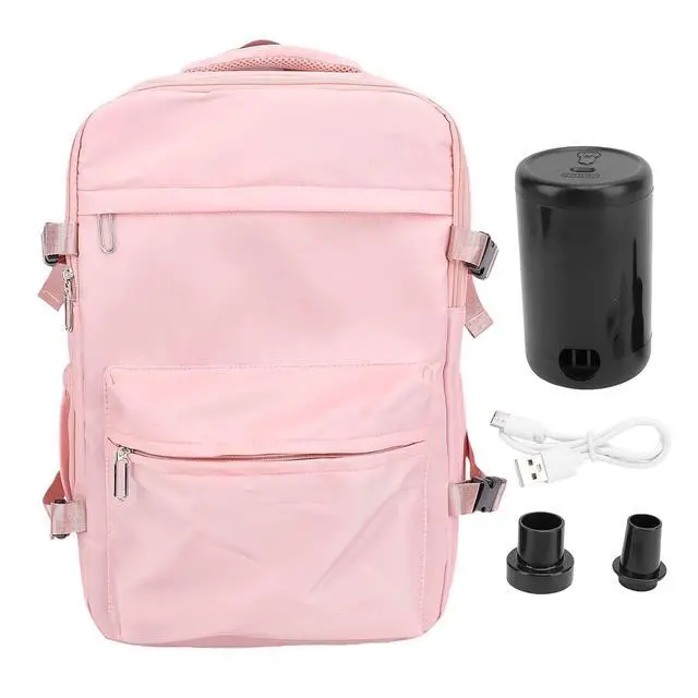 Alt view image 7 of 7 - Small Vacpack Backpack, 27L Vacuum Seal Travel Air Back Backpacks, 180 Opening Design for Easy Loading and Quick Access, Multiple colors are available (Pink)