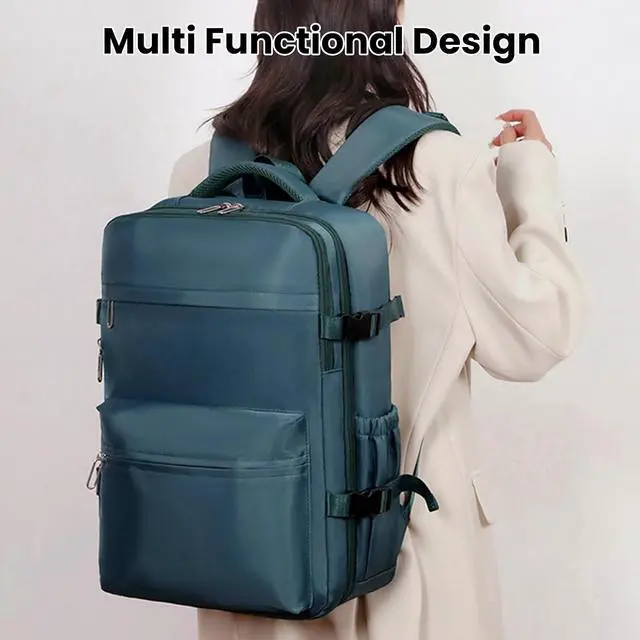 Alt view image 3 of 7 - Small Vacpack Backpack, 27L Vacuum Seal Travel Air Back Backpacks, 180 Opening Design for Easy Loading and Quick Access, Multiple colors are available (Peacock Blue)