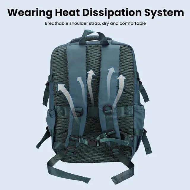 Alt view image 4 of 7 - Small Vacpack Backpack, 27L Vacuum Seal Travel Air Back Backpacks, 180 Opening Design for Easy Loading and Quick Access, Multiple colors are available (Peacock Blue)