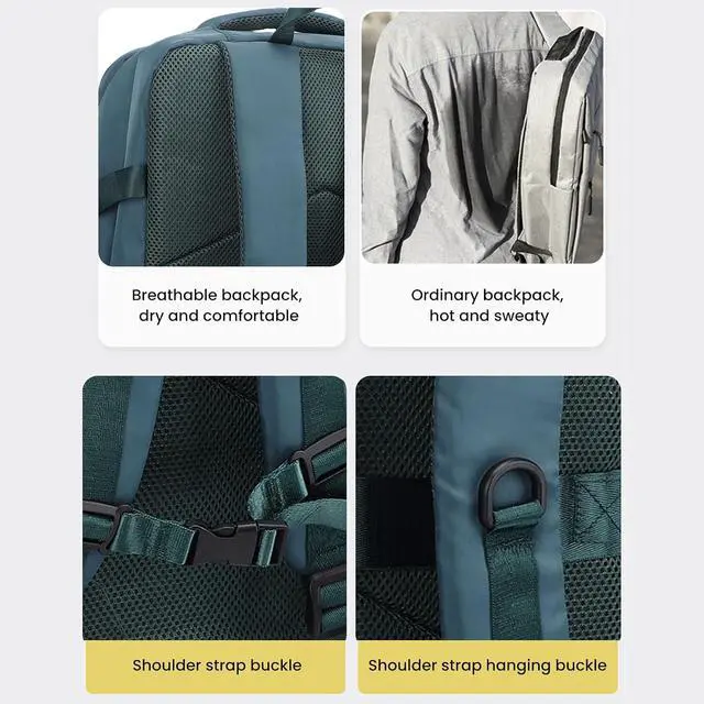 Alt view image 5 of 7 - Small Vacpack Backpack, 27L Vacuum Seal Travel Air Back Backpacks, 180 Opening Design for Easy Loading and Quick Access, Multiple colors are available (Peacock Blue)