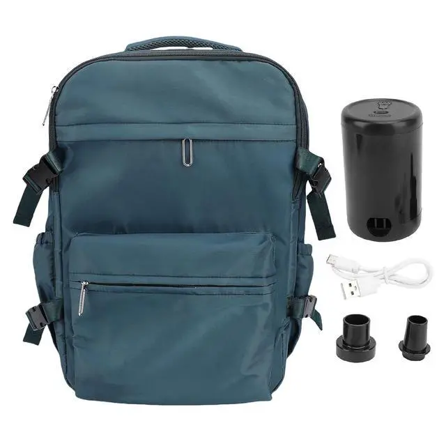 Alt view image 7 of 7 - Small Vacpack Backpack, 27L Vacuum Seal Travel Air Back Backpacks, 180 Opening Design for Easy Loading and Quick Access, Multiple colors are available (Peacock Blue)