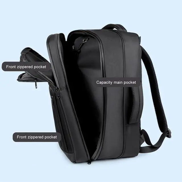Alt view image 4 of 7 - 36-55L Travel Backpack with Vacuum Bag, Expandable Watertight Vacuum Compression Backpack, 17.3 Inch Laptop Phone Umbrella, Lock Water Carry On