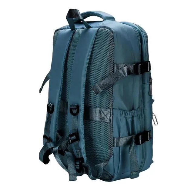 Alt view image 7 of 7 - 27L Vacuum Compression Backpack | Carry On Travel Bag with Pump for Business & Laptop (Blue)