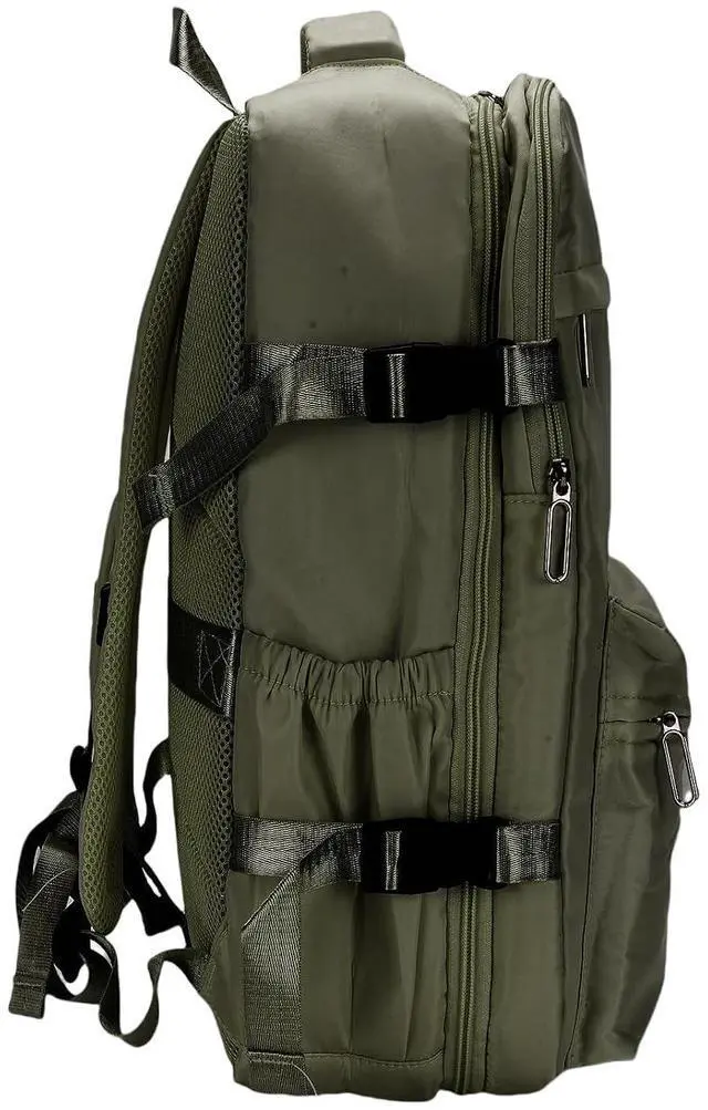 Alt view image 7 of 7 - 27L Vacuum Compression Backpack | Carry On Travel Bag with Pump for Business & Laptop (Green)