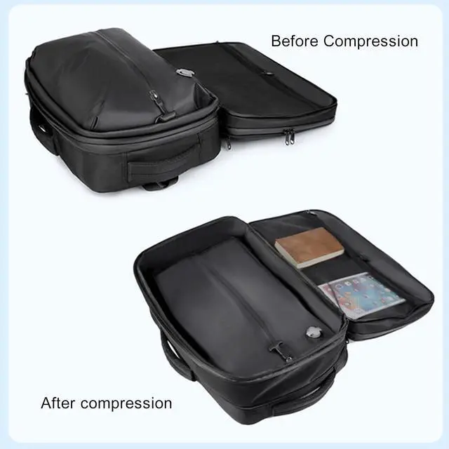 Alt view image 3 of 7 - 36-55L Travel Backpack with Vacuum Bag, Expandable Watertight Vacuum Compression Backpack, 17.3 Inch Laptop Phone Umbrella, Lock Water Carry On