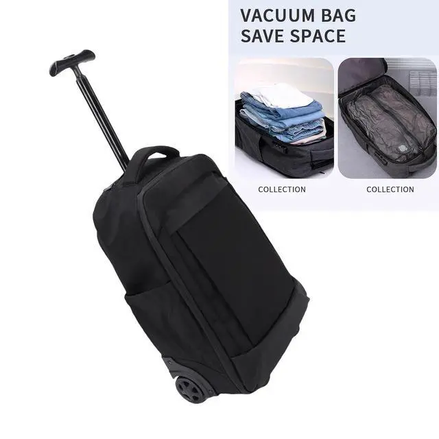 Alt view image 2 of 7 - Rolling Backpack, Carry on Luggage Business Bag, Overnight College .Water Proof Wheeled Laptop Backpack, Computer Bag Trolley Suitcase for Men Women Adults to Travel (Black)