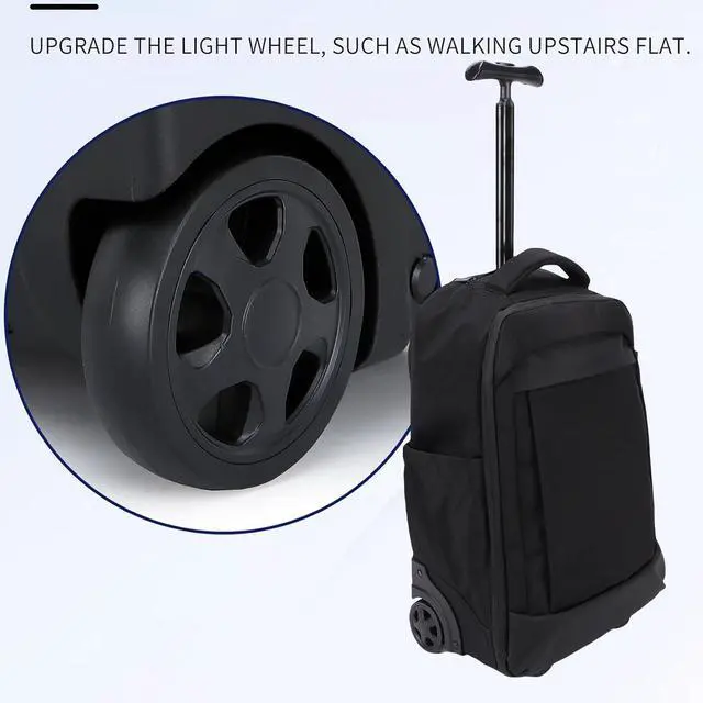 Alt view image 4 of 7 - Rolling Backpack, Carry on Luggage Business Bag, Overnight College .Water Proof Wheeled Laptop Backpack, Computer Bag Trolley Suitcase for Men Women Adults to Travel (Black)