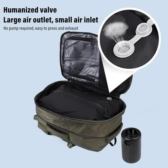 Alt view image 2 of 7 - Vacuum Seal Travel Backpack 55L, aptop WaterproofWork Compression bags Casual Daypack, Expandable Air Compression Vacuum with Lock Fits 17.3 inch Laptop (Green)