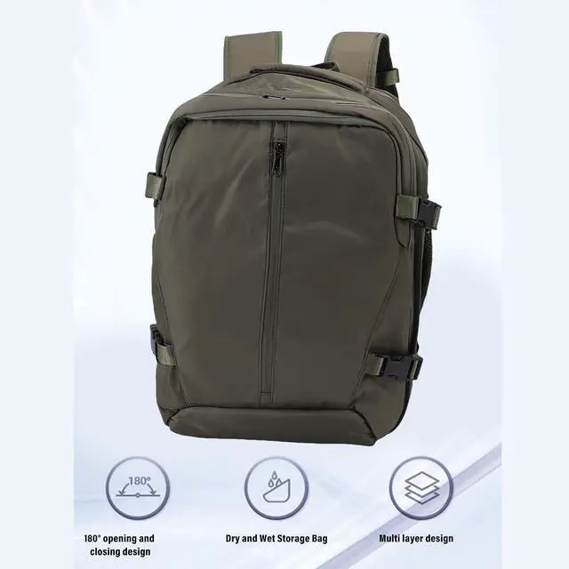 Alt view image 3 of 7 - Vacuum Seal Travel Backpack 55L, aptop WaterproofWork Compression bags Casual Daypack, Expandable Air Compression Vacuum with Lock Fits 17.3 inch Laptop (Green)