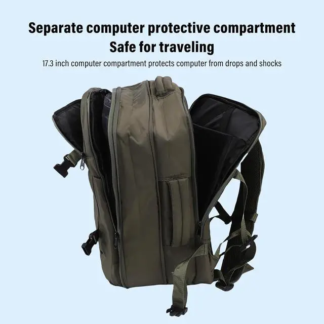 Alt view image 4 of 7 - Vacuum Seal Travel Backpack 55L, aptop WaterproofWork Compression bags Casual Daypack, Expandable Air Compression Vacuum with Lock Fits 17.3 inch Laptop (Green)