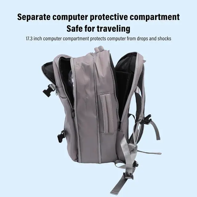 Alt view image 2 of 7 - Vacuum Seal Travel Backpack 55L, aptop WaterproofWork Compression bags Casual Daypack, Expandable Air Compression Vacuum with Lock Fits 17.3 inch Laptop (Grey)