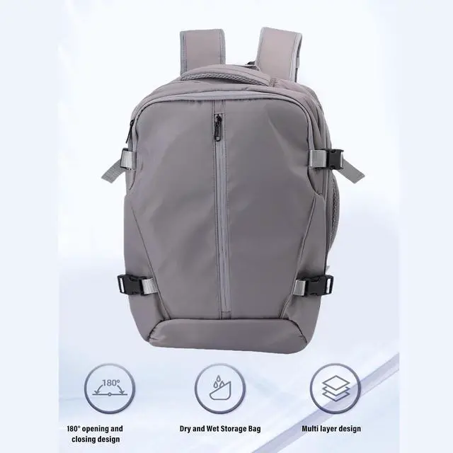 Alt view image 3 of 7 - Vacuum Seal Travel Backpack 55L, aptop WaterproofWork Compression bags Casual Daypack, Expandable Air Compression Vacuum with Lock Fits 17.3 inch Laptop (Grey)