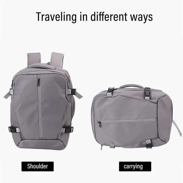 Alt view image 4 of 7 - Vacuum Seal Travel Backpack 55L, aptop WaterproofWork Compression bags Casual Daypack, Expandable Air Compression Vacuum with Lock Fits 17.3 inch Laptop (Grey)