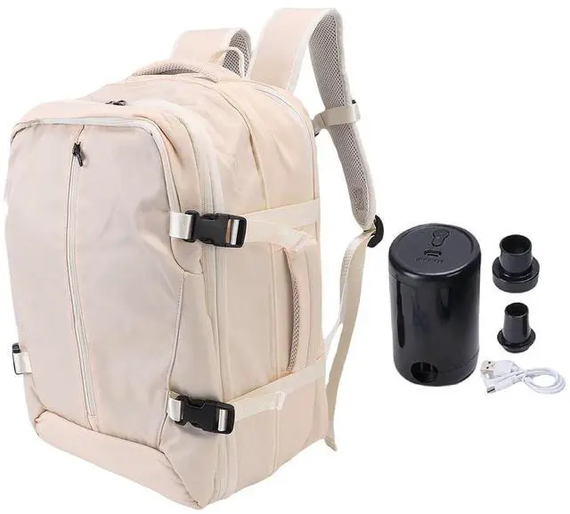 Main image of Vacuum Seal Travel Backpack 55L, aptop WaterproofWork Compression bags Casual Daypack, Expandable Air Compression Vacuum with Lock Fits 17.3 inch Laptop (Beige)