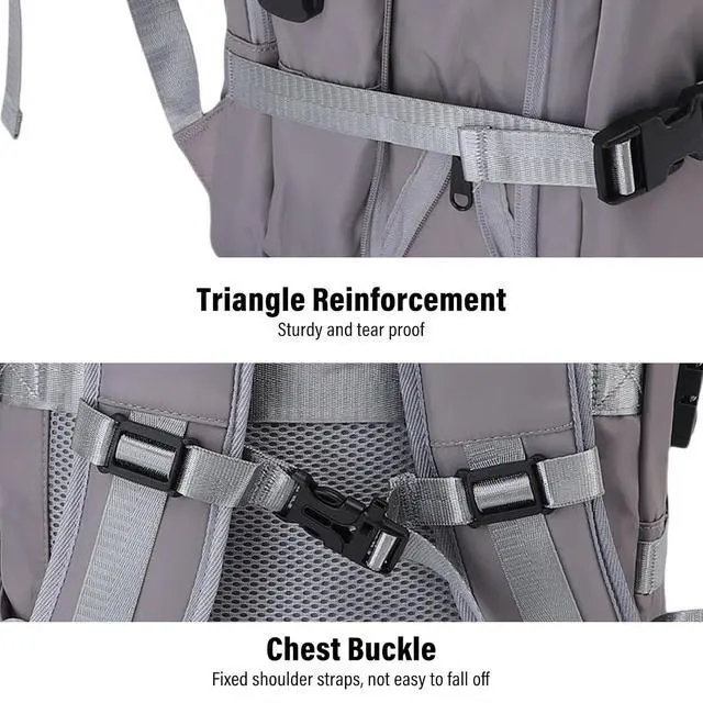 Alt view image 6 of 7 - Vacuum Seal Travel Backpack 55L, aptop WaterproofWork Compression bags Casual Daypack, Expandable Air Compression Vacuum with Lock Fits 17.3 inch Laptop (Grey)