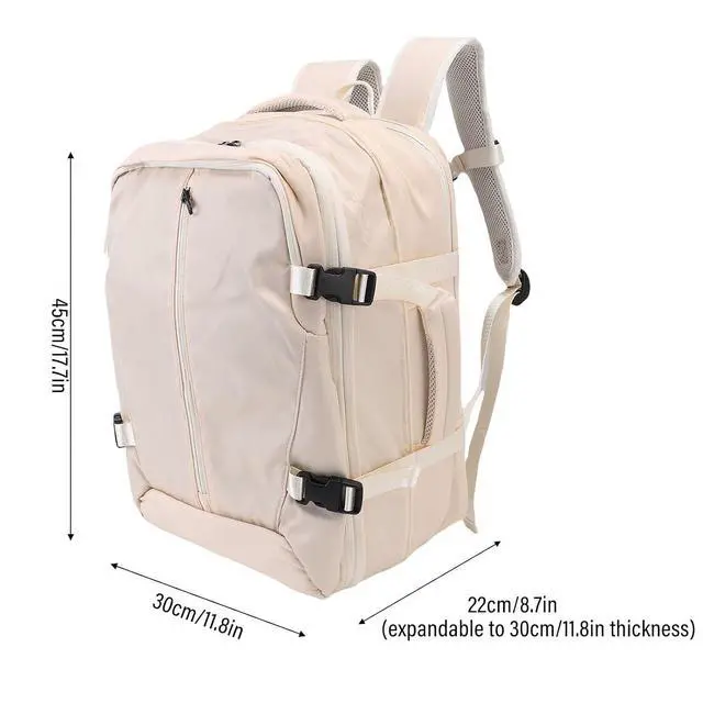Alt view image 7 of 7 - Vacuum Seal Travel Backpack 55L, aptop WaterproofWork Compression bags Casual Daypack, Expandable Air Compression Vacuum with Lock Fits 17.3 inch Laptop (Beige)