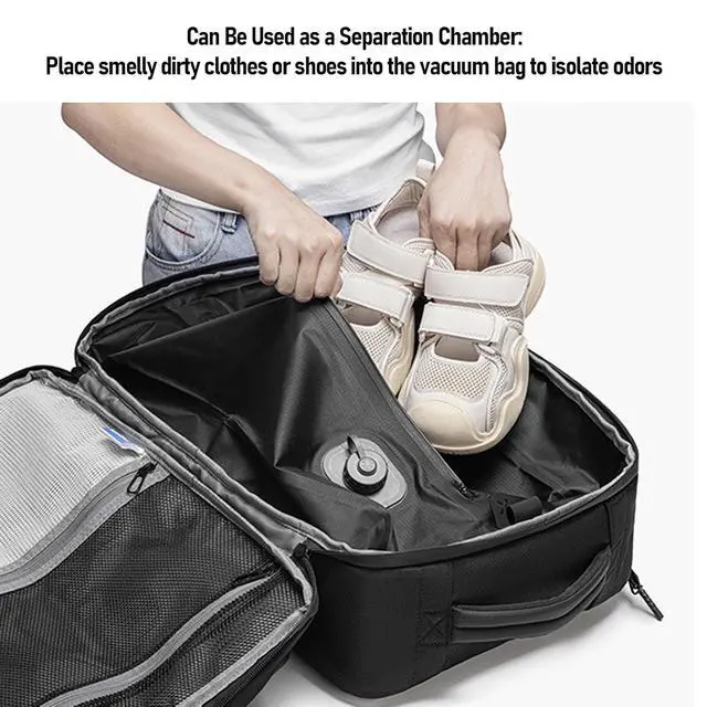 Alt view image 3 of 7 - Vacuum Compression Backpack, Water Carry On Backpack, 22L Expandable with Vacuum Travel Work College Laptop Compartment (Fits 19in)