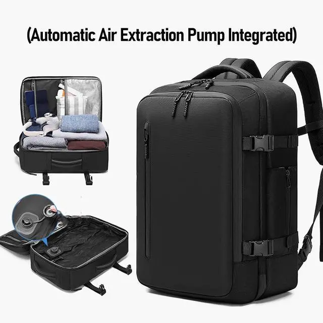 Alt view image 2 of 7 - Vacuum Compression Backpack, Water Carry On Backpack, 22L Expandable with Vacuum Travel Work College Laptop Compartment (Fits 19in)