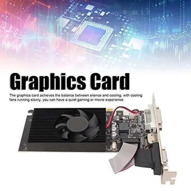 Alt view image 5 of 7 - GT610 Computer Graphics Card, 2GB DDR3 64bit PCI Express X16 Graphics Card with DVI, VGA, HDMI Interface for Computer Desktop