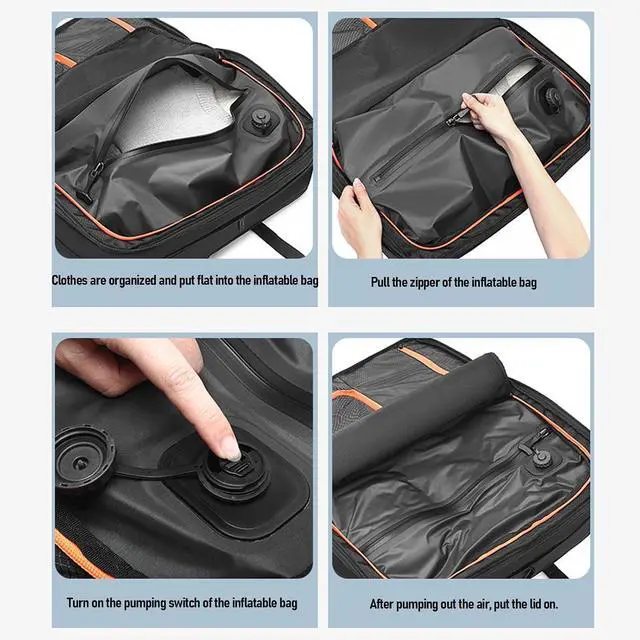 Alt view image 2 of 7 - Vacuum Laptop Storage Backpack, Air Pump Vacuum Seal Compression Space Saver Bags, 40L Capacity, Extra Large Travel Backpacks, for Men & Women (Black).