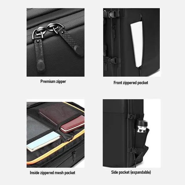 Alt view image 7 of 7 - Vacuum Laptop Storage Backpack, Air Pump Vacuum Seal Compression Space Saver Bags, 40L Capacity, Extra Large Travel Backpacks, for Men & Women (Black).