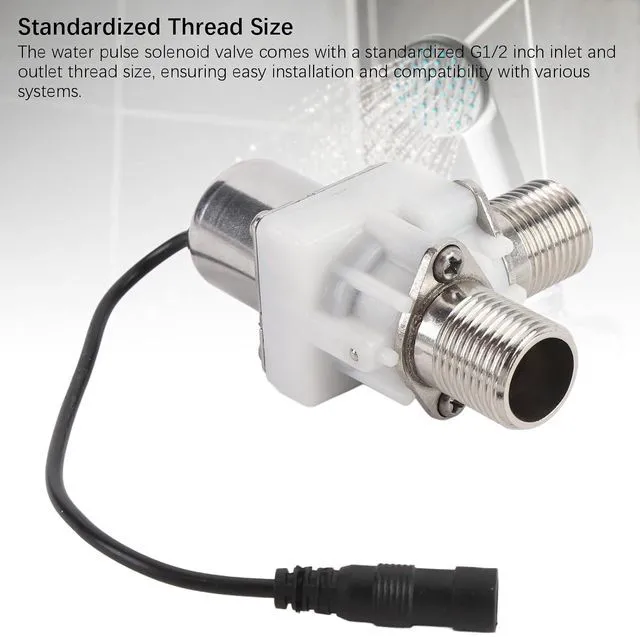 Alt view image 4 of 7 - Solid G1 2 in DC 6V Solenoid Valve, N C Normally Closed, Water Inlet Flow Switch for automatic control in sanitary ware, water control systems, garden irrigation