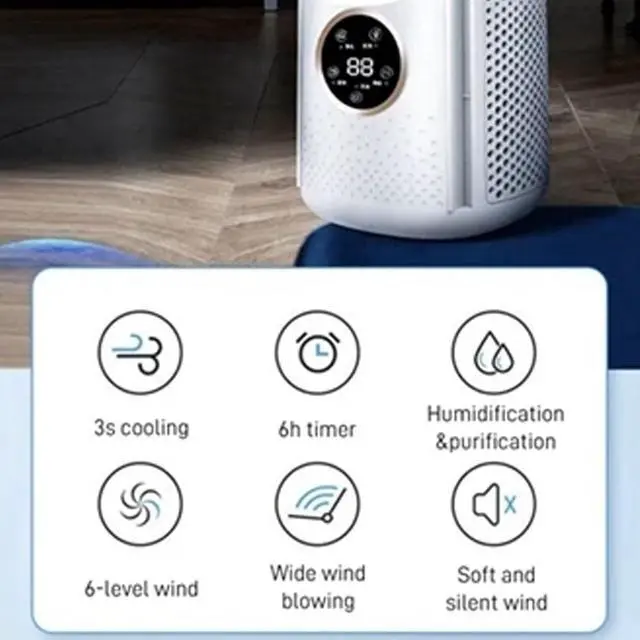 Alt view image 2 of 7 - Desk Bladeless Fan with Misting, 11. Portable Small Quiet USB Table Cooling Fan with 6 Speeds, Timer, LED Light and Humidifier for Office Home and Outdoors