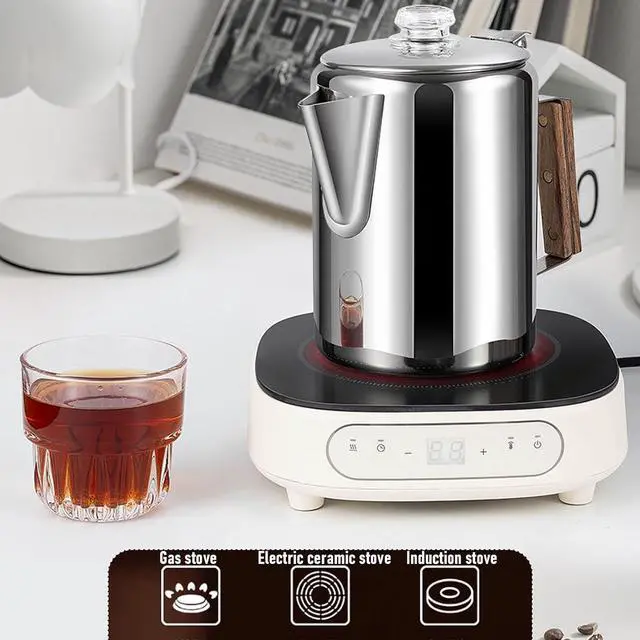Alt view image 2 of 7 - Camping Percolator Coffee Pot, Stainless Steel Stove Top Coffee Maker with Removable Lid & Wood Handle,for Group Camping, Hiking, Backpacking, RV and Travel (6 Cup)