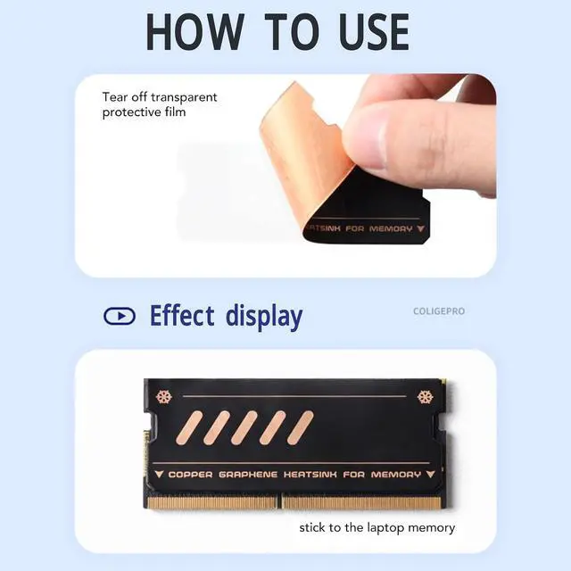 Alt view image 4 of 7 - Laptop NVMe M.2 Heatsink, Graphene Laptop Memory Heatsink, Fast Conduction Stable Copper Heat Sink for DDR4 DDR5 Laptop Memory