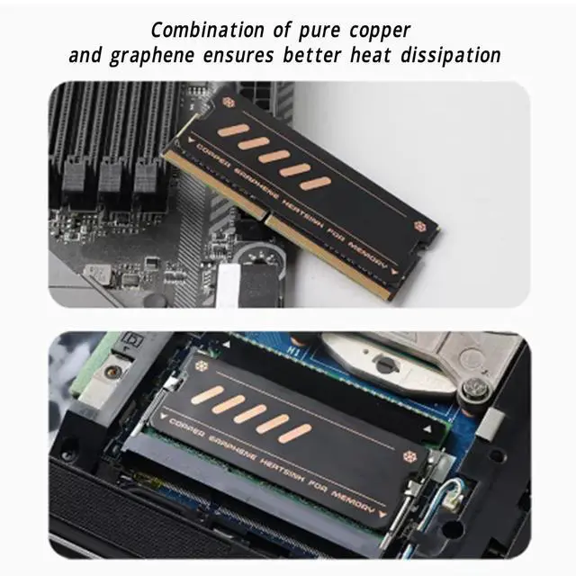 Alt view image 5 of 7 - Laptop NVMe M.2 Heatsink, Graphene Laptop Memory Heatsink, Fast Conduction Stable Copper Heat Sink for DDR4 DDR5 Laptop Memory