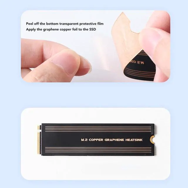 Alt view image 3 of 7 - M.2 SSD Graphene Heatsink, Graphene Coating Full Cover Copper Heatsink, Thermal Conductivity Rapid Cooling NVMe Copper Graphene Heatsink for M.2 SSD