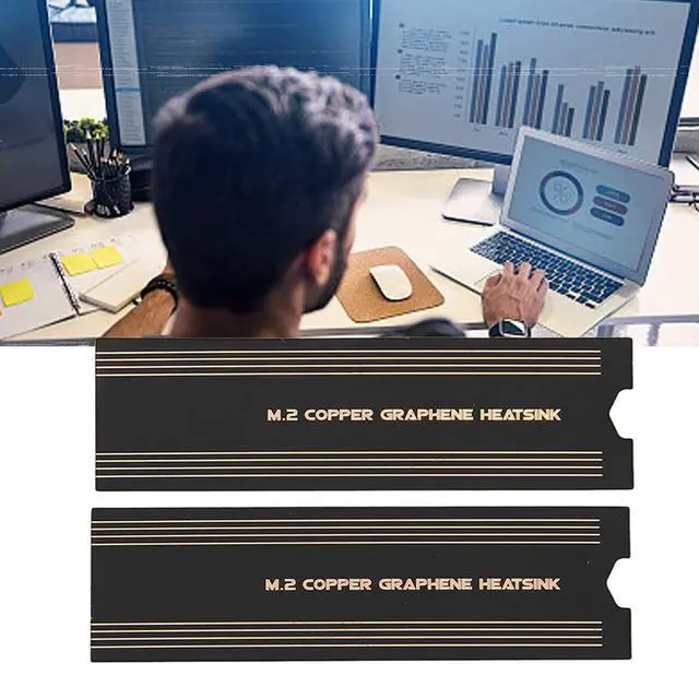 Alt view image 5 of 7 - M.2 SSD Graphene Heatsink, Graphene Coating Full Cover Copper Heatsink, Thermal Conductivity Rapid Cooling NVMe Copper Graphene Heatsink for M.2 SSD