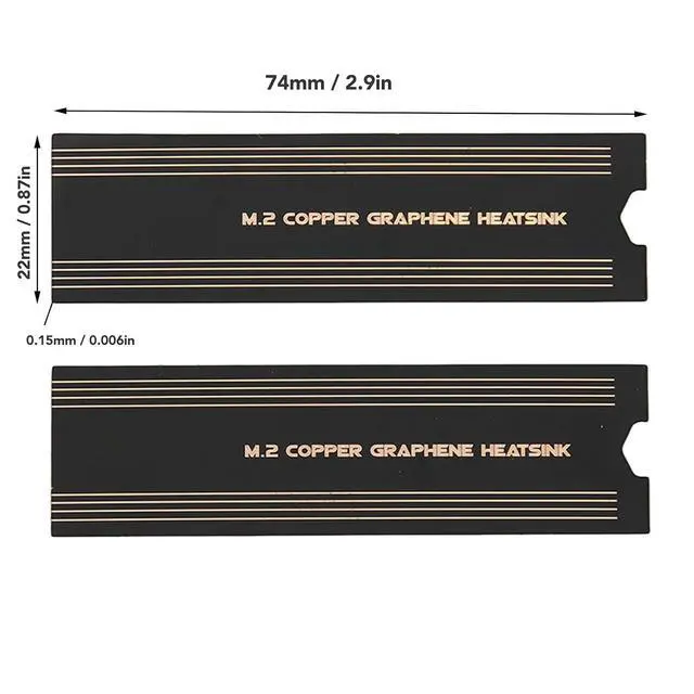 Alt view image 6 of 7 - M.2 SSD Graphene Heatsink, Graphene Coating Full Cover Copper Heatsink, Thermal Conductivity Rapid Cooling NVMe Copper Graphene Heatsink for M.2 SSD