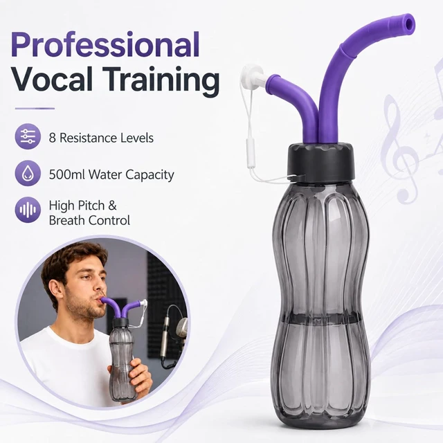 Alt view image 2 of 7 - 500ml Vocal Practice Bottle, Adjustable Singing Training Tool for Voice Exercises, Vocal Trainer Accessory for Singers, Beginners and Professionals