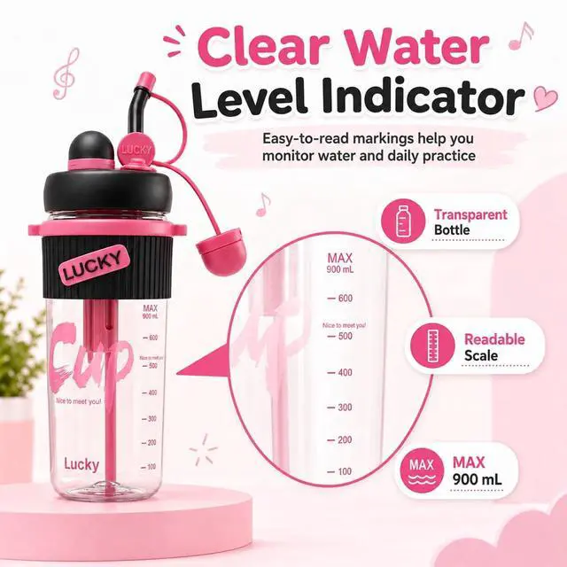 Alt view image 4 of 7 - 900ml Vocal Practice Bottle, Adjustable Singing Training Tool for Voice Exercises, Vocal Trainer Accessory for Singers, Beginners and Teens (Pink)