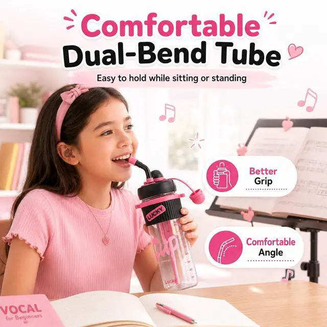Alt view image 6 of 7 - 900ml Vocal Practice Bottle, Adjustable Singing Training Tool for Voice Exercises, Vocal Trainer Accessory for Singers, Beginners and Teens (Pink)