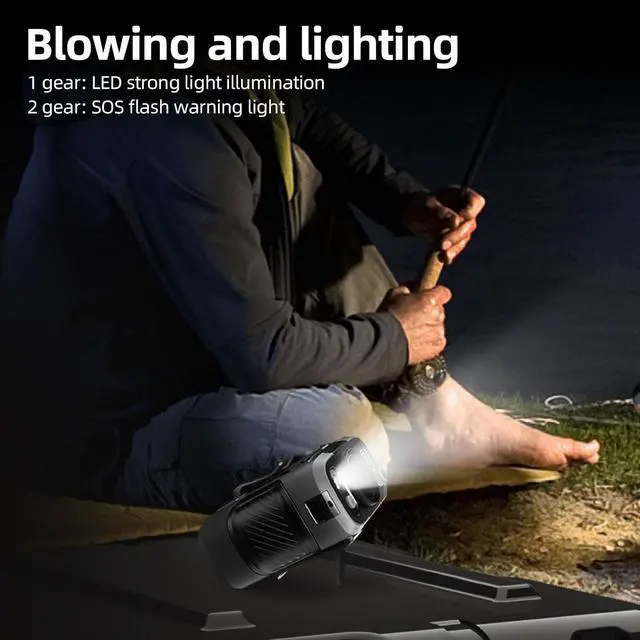 Alt view image 2 of 7 - Waist Fan Clip On with LED Light 13500 RPM Waist Hanging Fan Stepless Adjustment 40H Cooling Rechargeable Foldable Stand Gray