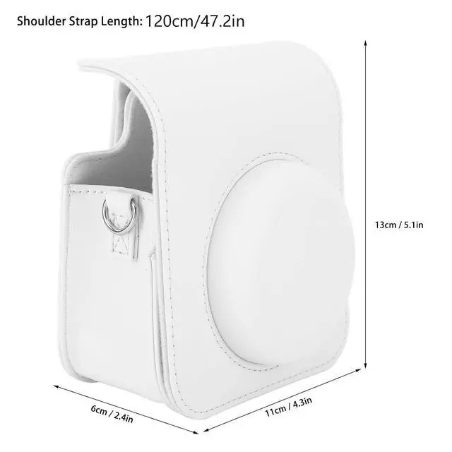 Alt view image 6 of 7 - Instant Camera Case for Mini 12, 11 - PU Leather Protective Bag with Detachable Cover & Adjustable Shoulder Strap, Mini Instant Camera Bag (#4)