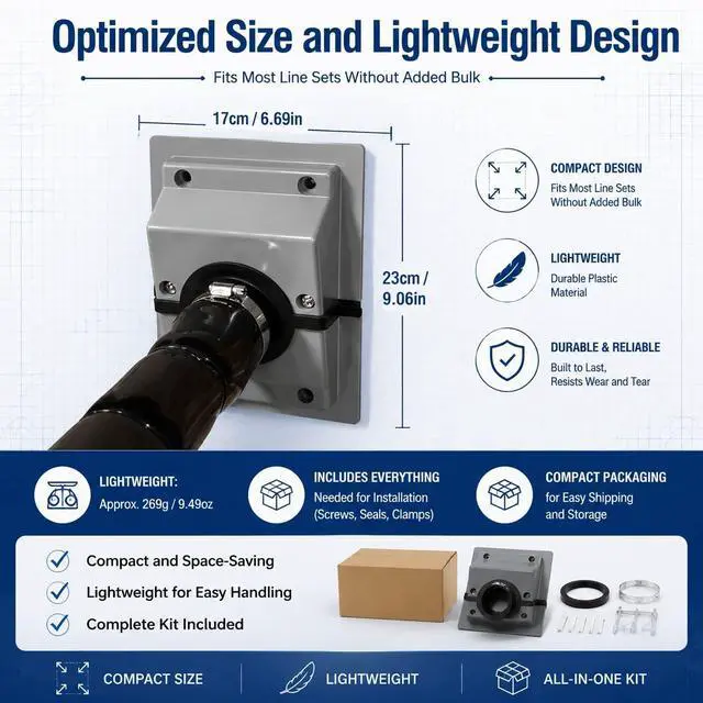 Alt view image 5 of 7 - HVAC Wall Penetration Line Set Cover Kit, HVAC Wall Penetration Cover for AC Line Set, Easy Install Split Cover Wall Sleeve, for Indoor Outdoor (Gray)