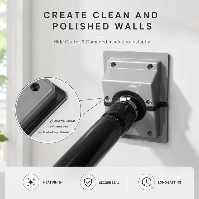 Alt view image 6 of 7 - HVAC Wall Penetration Line Set Cover Kit, HVAC Wall Penetration Cover for AC Line Set, Easy Install Split Cover Wall Sleeve, for Indoor Outdoor (Gray)