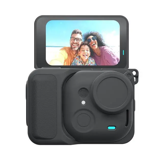 Alt view image 4 of 7 - Silicone Protective Case with Lens Cap & Lanyard, Shockproof AntiScratch Full Body Cover, AntiSlip Dust Proof Camera Case for Ultra Accessories (Black)