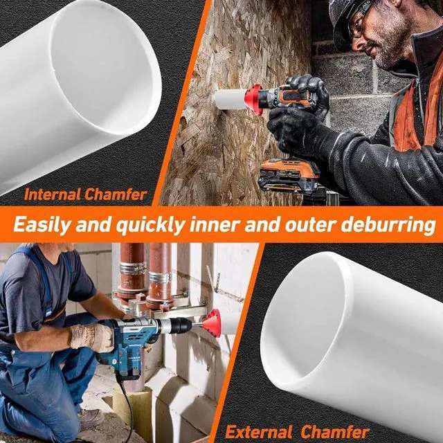 Alt view image 2 of 7 - PVC Deburring Tools - 2 in 1 Inner Outer PVC Chamfer Tools, Pipe Deburring Reamer Plumbing Tools for OD 0.92 to 3.89, ID 0.75 to 3.5 PVC CPVC ABS PP PE Pipe, Bewinnerkifvtg8s45