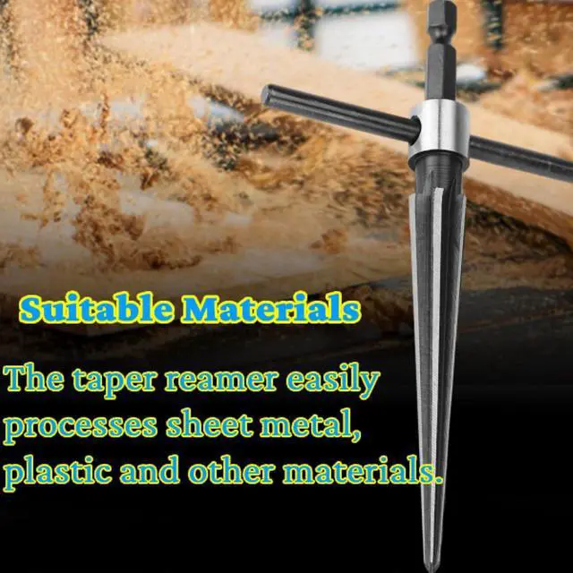 Alt view image 5 of 7 - T Handle Tapered Reamer Set, 1/8"-1/2" 3/16"-5/8"Tapered 6 Fluted Chamfer Reaming Woodworker Tool for Steel Wood Alloy