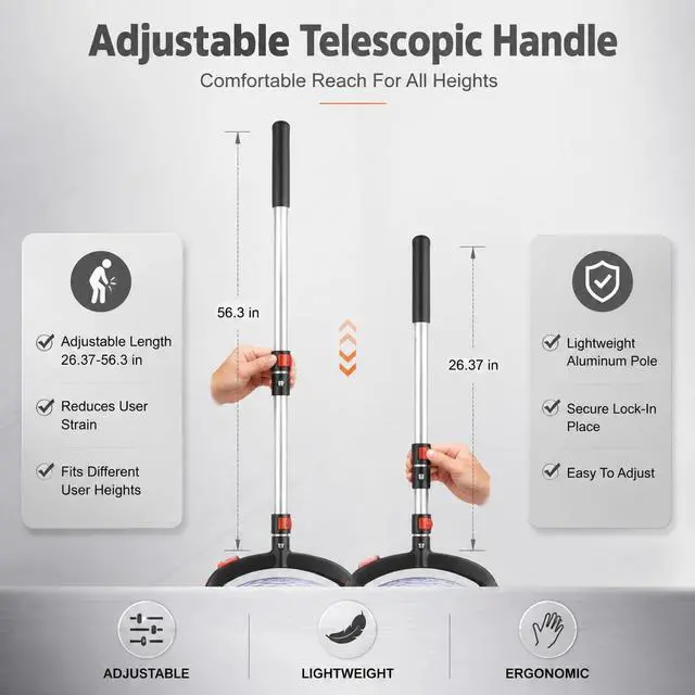 Alt view image 5 of 7 - Golf Ball Picker Upper Roller, Tennis Ball Pickup Tool with Adjustable Handle 26.37-56.3 Inch, Portable Rolling Ball Collector, Nut Gatherer for Lawn Yard and Sports Balls