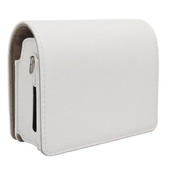 Alt view image 4 of 7 - Camera Case for Mini, Vintage Magnetic Flip Top PU Leather Protective Bag with Shoulder Strap, Scratch Proof Instant Camera Carrying Case (White)