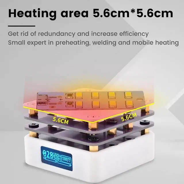 Alt view image 4 of 7 - Soldering Hot Plate 2.2 x 2.2 x 1.4 inch, Mini Smart Thermostat, PCB Board Soldering LED Microcomputer Electric Preheating Station for Electronic Repair Lab