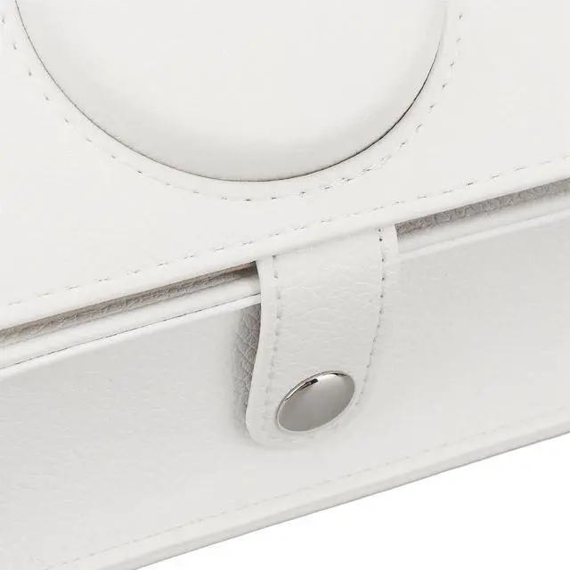 Alt view image 7 of 7 - Camera Case for Mini, Vintage Magnetic Flip Top PU Leather Protective Bag with Shoulder Strap, Scratch Proof Instant Camera Carrying Case (White)