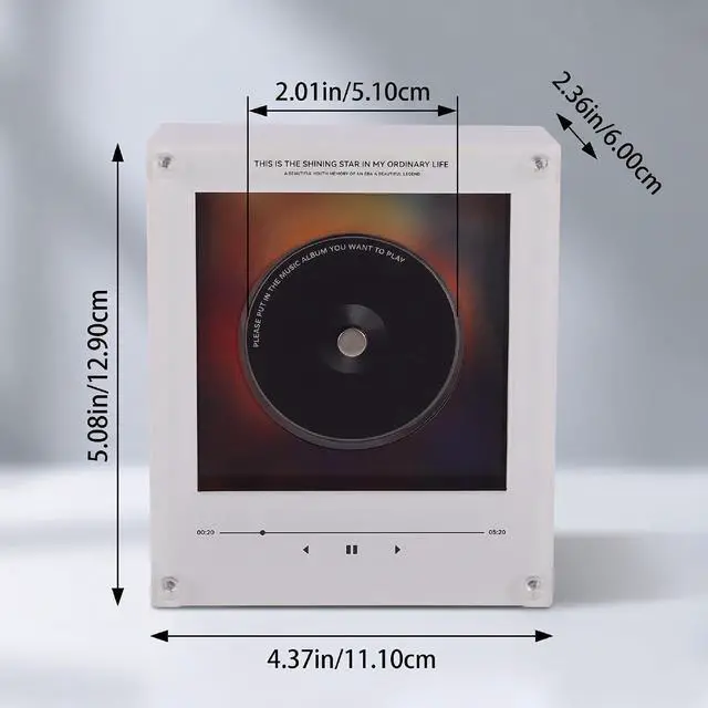 Alt view image 5 of 7 - 256GB NFC Music Fridge Magnet Player with Records - Magnetic Mini Record Player with Light, Customizable Playlist Music Refrigerator Magnet for Desktop, Unique Musical Gift