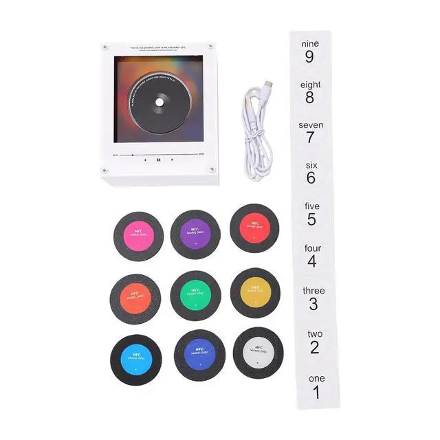 Alt view image 7 of 7 - 256GB NFC Music Fridge Magnet Player with Records - Magnetic Mini Record Player with Light, Customizable Playlist Music Refrigerator Magnet for Desktop, Unique Musical Gift