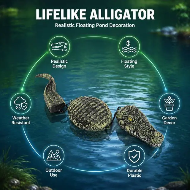 Alt view image 2 of 7 - Floating Gator, 3 Segment Pool Float, Plastic Fake Pool Accessories for Garden Pool, 32.9inch